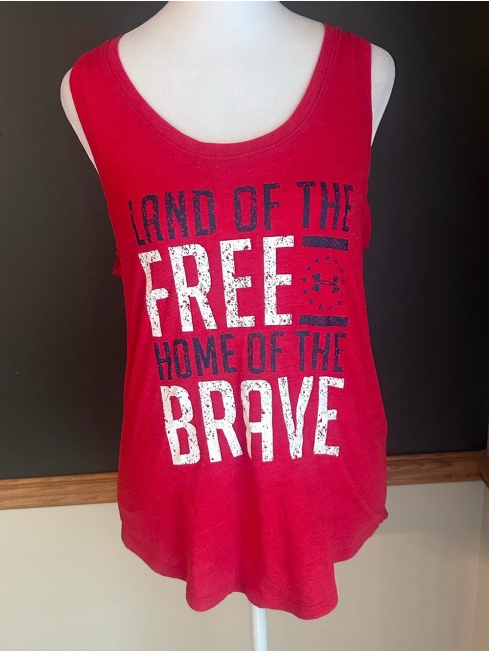 Under Armour Red Graphic Tank Top - "Land of the Free"